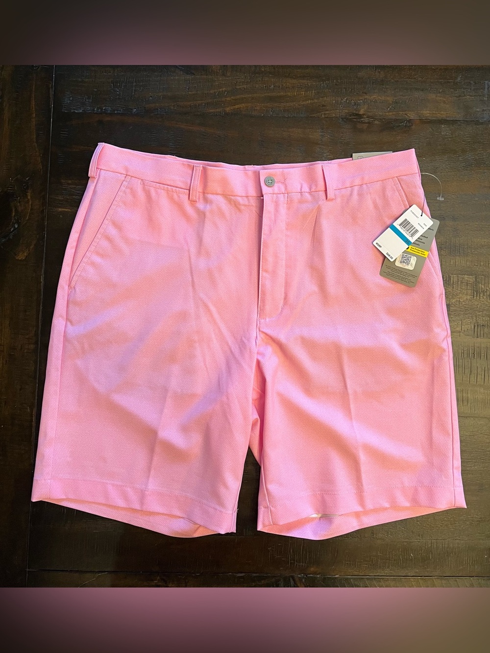 PGA TOUR Men’s 9” SPF50 Flat Front Horizontal Textured Golf Shorts Pink Size 36